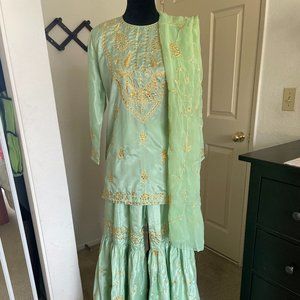 Lehenga Kurta Sharara Indian Lime Green Party wear